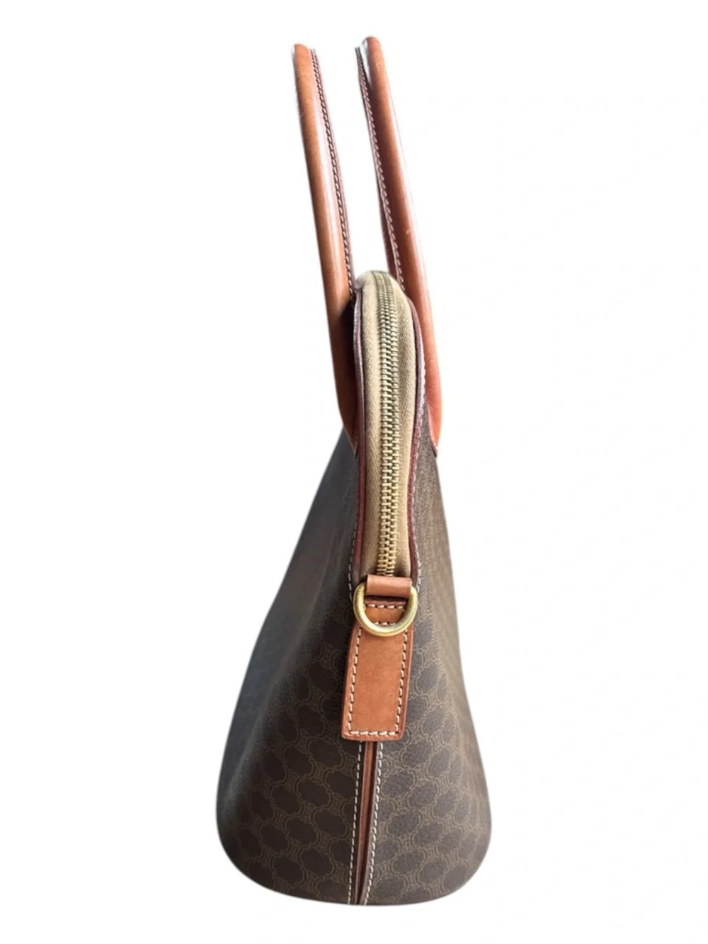 CELINE Set Macadame Dome Bag Satchel & Coin Purse VTG + COA Brown Luxury 10x12x5 - Picture 6 of 15